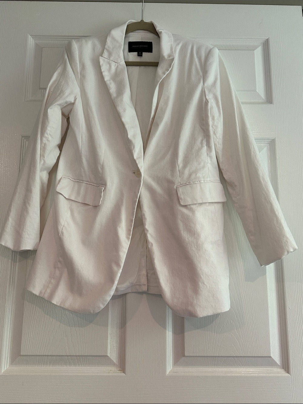 Banana Republic White Single-Button Tailored Blazer